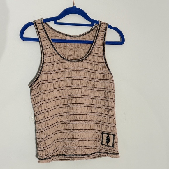 FP Movement by Free People Beige and Black Smocked Tank Top - Size L - Picture 1 of 4